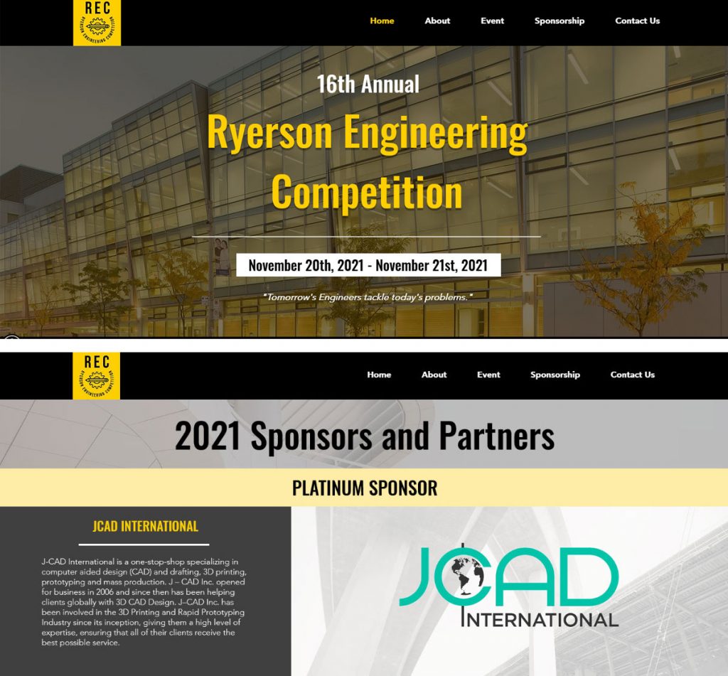 Screenshots of Ryerson Engineering Competition website