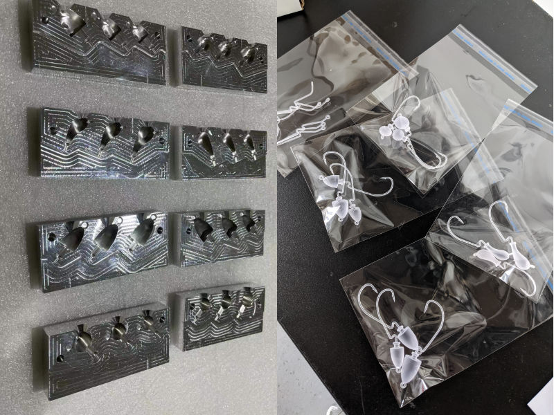 Aluminum fishing lure mold and the finished lures