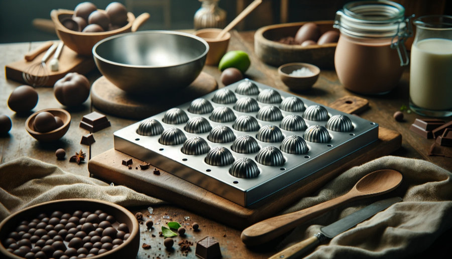 A custom metal mold for chocolates