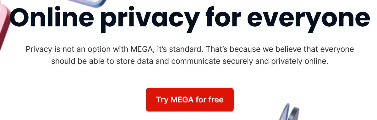 Sign up button for Mega